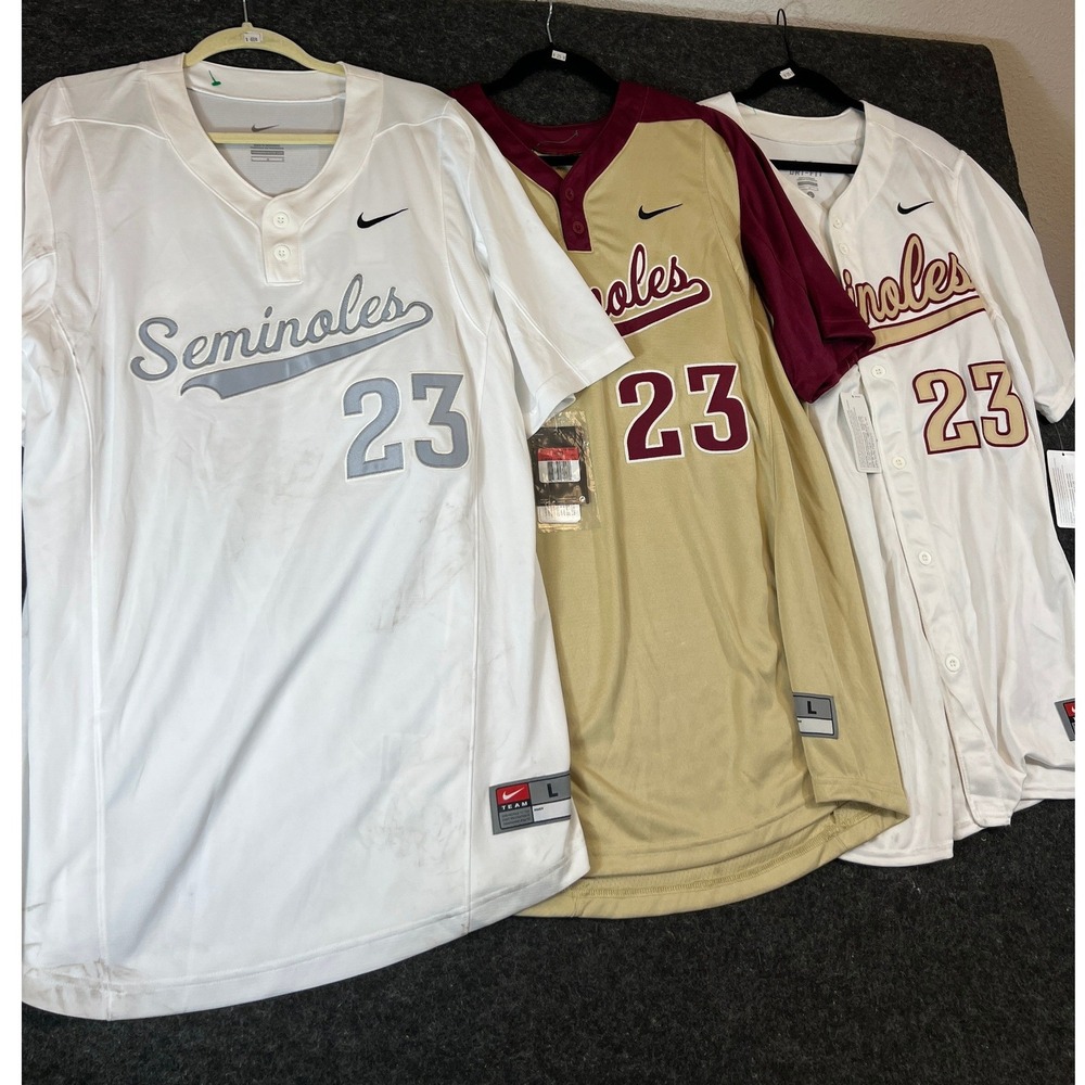 Lot Of 3 Nike FSU Seminoles Baseball Jersey SAMPLE TEAM ISSUE Mens Large #23 NWT